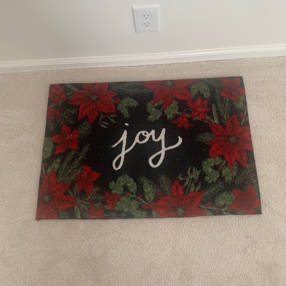 Joy Poinsettia Red Holiday Area Rug